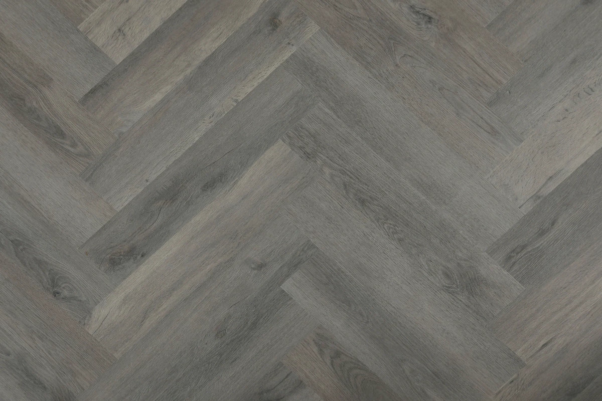 Topdeck Belle Vie Herringbone Hybrid Flooring 7mm – Weathered Grey Oak Swatch