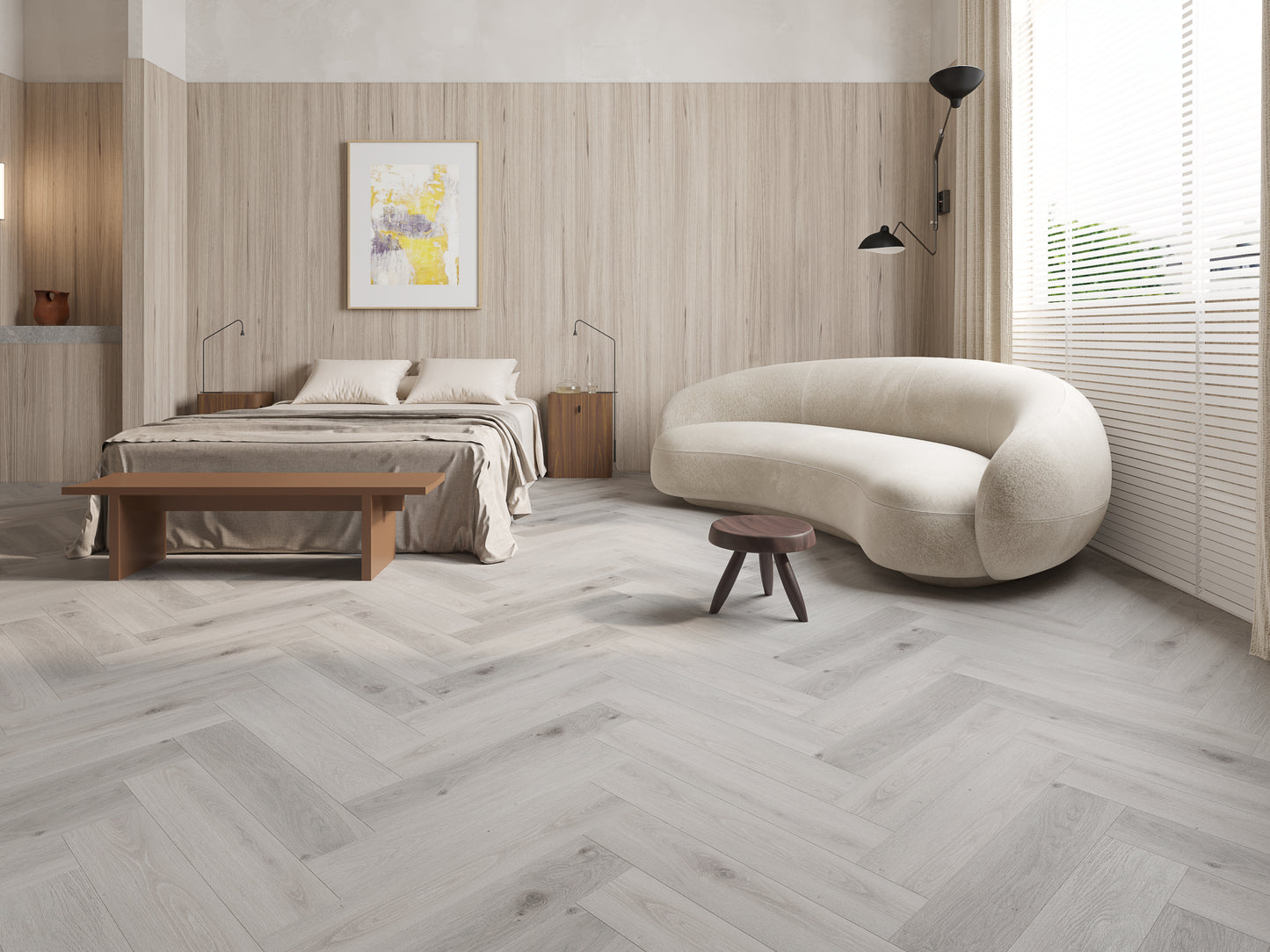 Riverhill Floors Hybrid Elegant Herringbone Snow Grey 9.5mm (1.43m2/box)