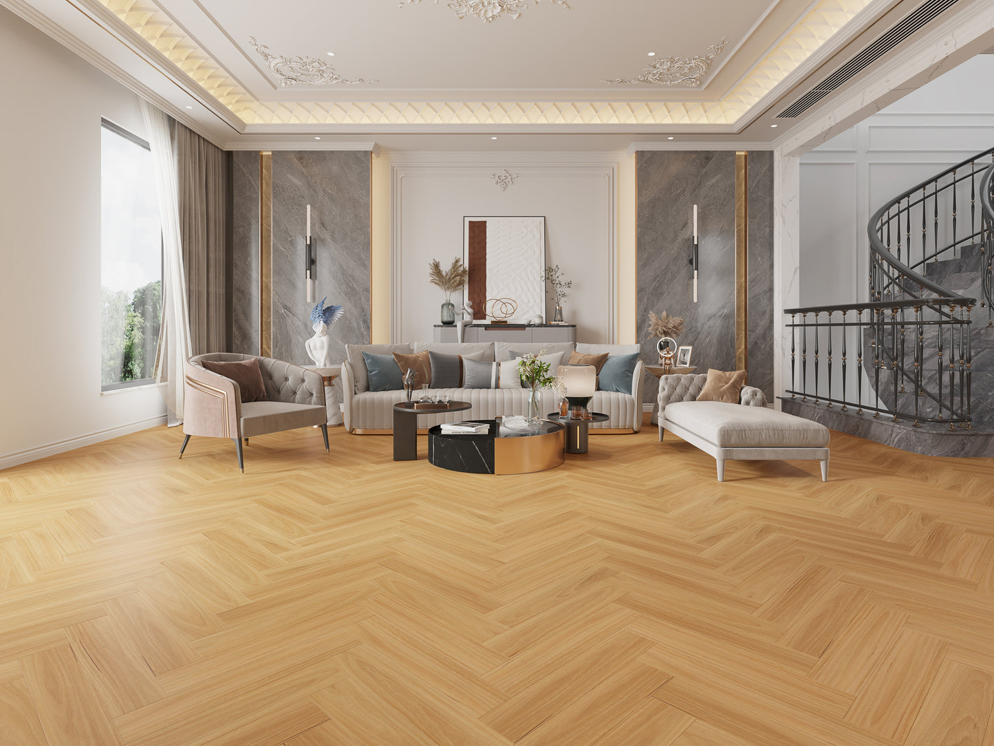Riverhill Floors Elegant SPC Hybrid Herringbone Planks, 9.5mm
