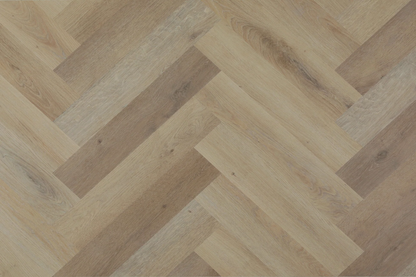 Topdeck Belle Vie Herringbone 7mm Lake View Oak Hybrid Flooring Swatch