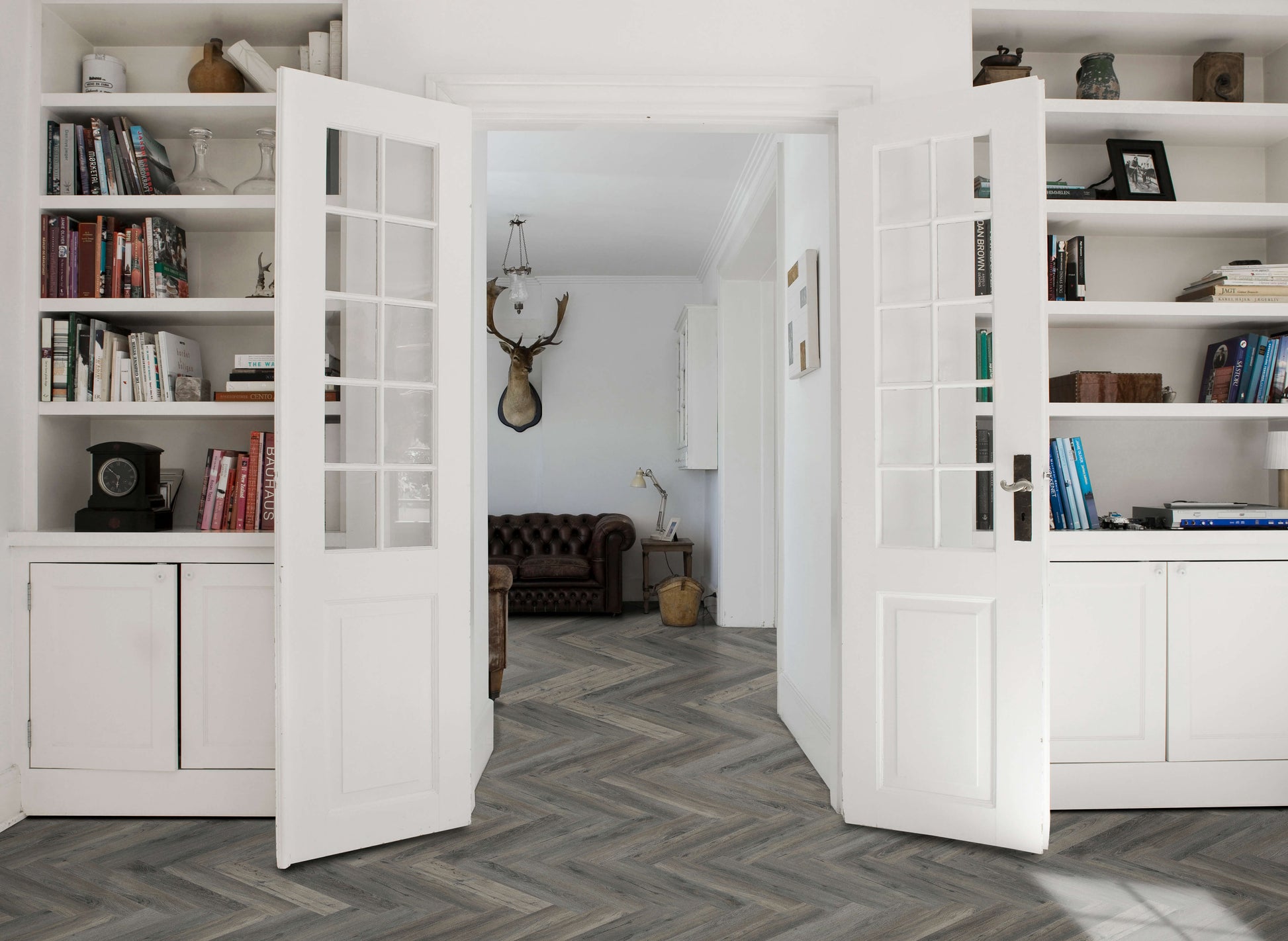 Topdeck Belle Vie Herringbone 7mm Weathered Grey Oak Hybrid Flooring Setting