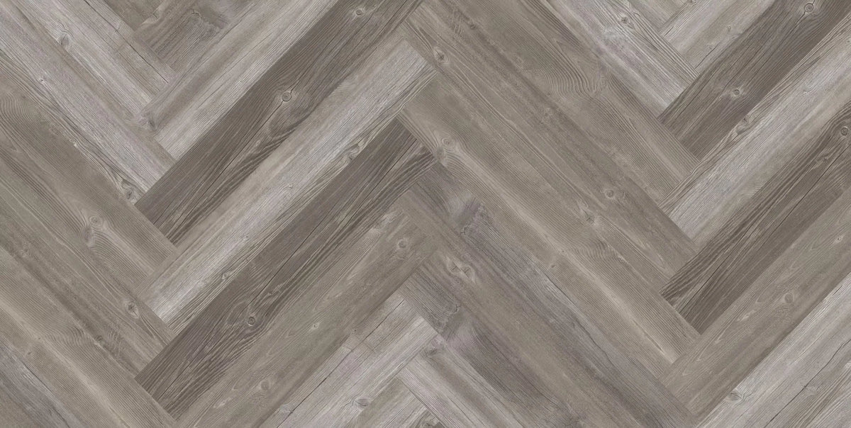 ArtiFloor Premium Herringbone Luxury Vinyl Plank Flooring 4.5mm Grey River Pine Swatch