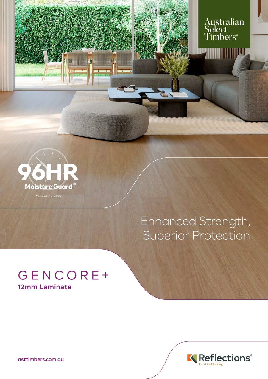 Australian Select Timbers Reflections GenCore+ Laminate Flooring 12mm Brochure Cover