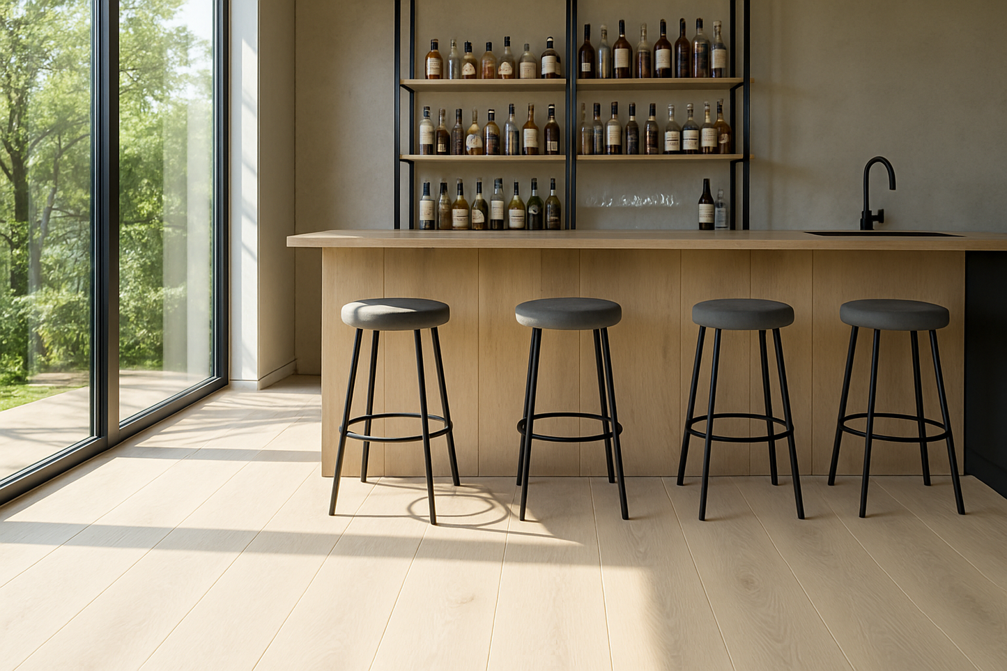 Bar area with natural lighting showing exact floor color