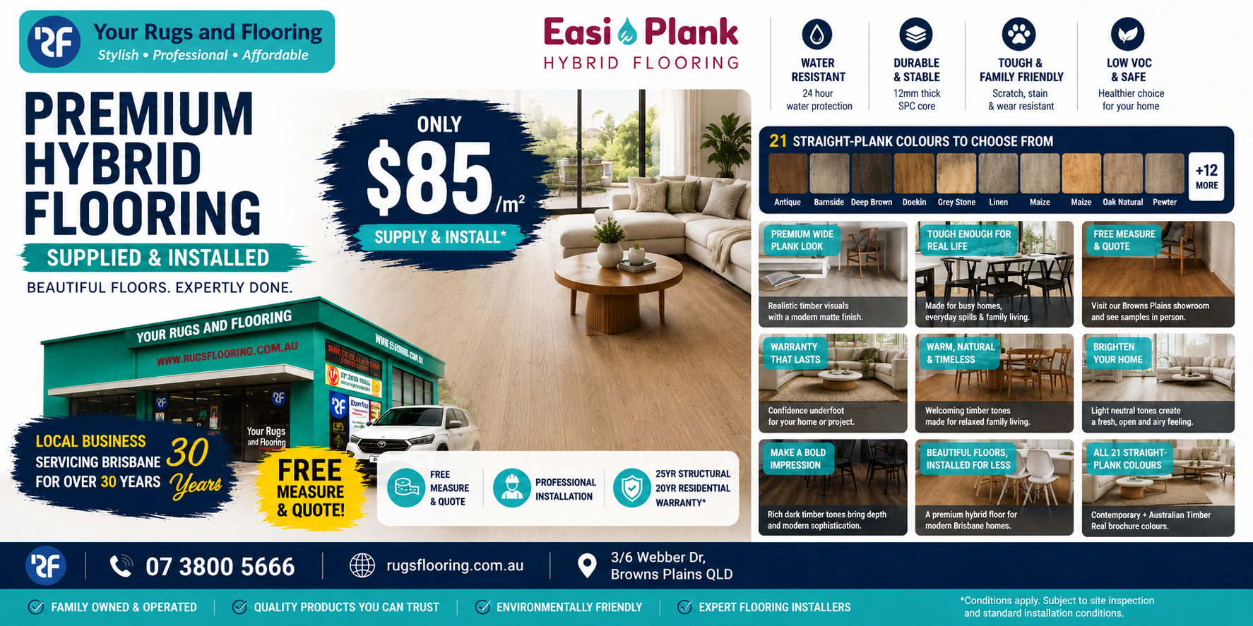 Easi-Plank hybrid flooring supply and installation offer from Your Rugs and Flooring Brisbane