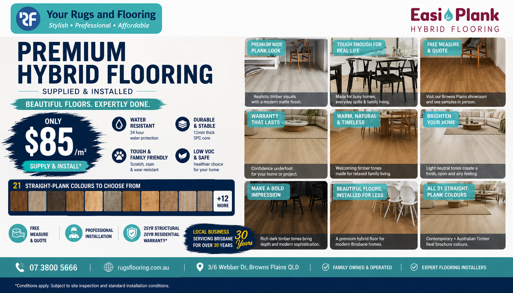 Easi-Plank hybrid flooring supplied and installed in Brisbane by Your Rugs and Flooring