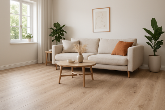 Living room with matching wood flooring