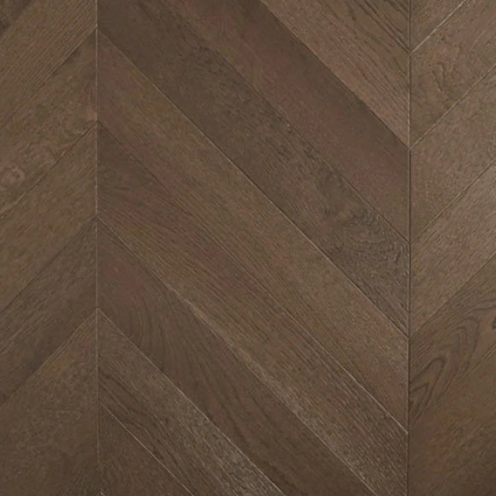 Preference De Marque Oak Chevron Engineered Timber Flooring 21/6mm 90mm Dark Brown Swatch