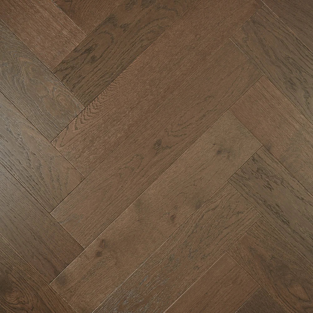 Preference De Marque Oak Herringbone Engineered Timber Flooring 15/4mm 120mm Dark Brown Swatch