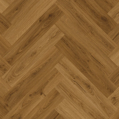 Quick-Step Ciro Herringbone Hybrid Flooring 6mm Botanic Caramel Oak Swatch
