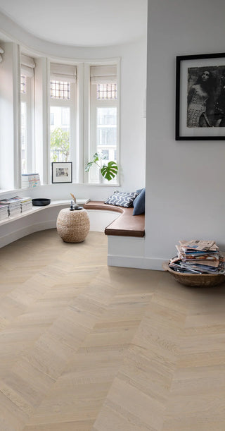 Quick-Step Intenso Chevron Engineered Timber Flooring 13/2.5mm Merino Grey Oak Extra Matt Setting