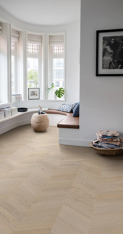Quick-Step Intenso Chevron Engineered Timber Flooring 13/2.5mm Merino Grey Oak Extra Matt Setting