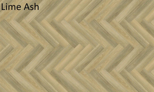 Riverhill Elegant Herringbone Hybrid Flooring 9.5mm Lime Ash Swatch