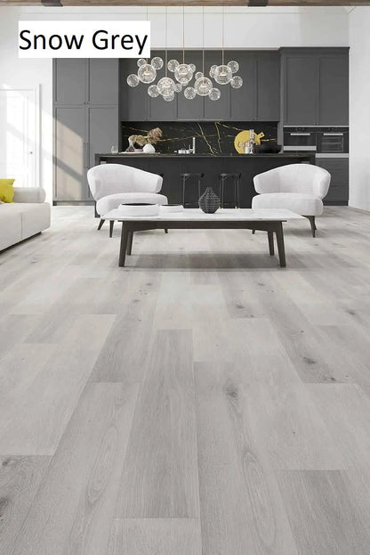 Riverhill Elegant Hybrid Flooring 9.5mm Snow Grey Setting