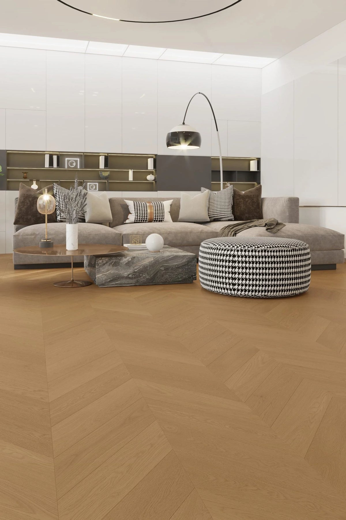 Riverhill iDesign European Oak Chevron Engineered Timber Flooring 15/3mm Light Neutral Setting
