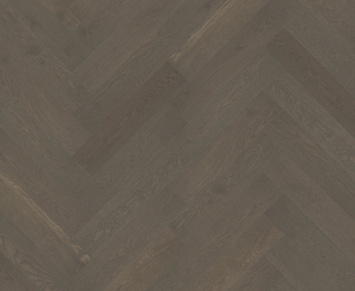 Riverhill iDesign European Oak Herringbone Engineered Timber Flooring 15/3mm Apollo Grey Swatch