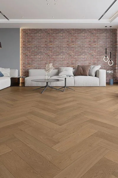 Riverhill iDesign European Oak Herringbone Engineered Timber Flooring 15/3mm Beige Ash Setting 2