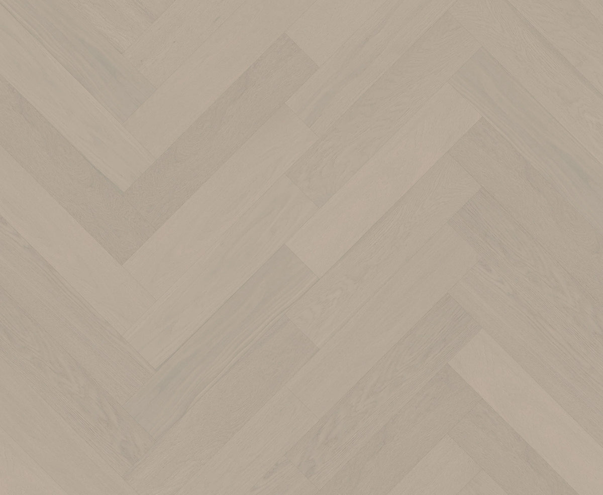 Riverhill iDesign European Oak Herringbone Engineered Timber Flooring 15/3mm Casper White Swatch
