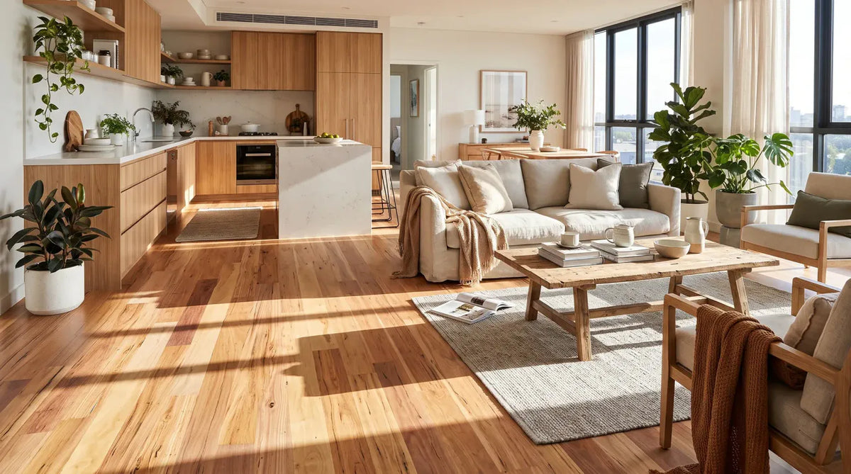 The Flooring Lab Eucalypt Australian Native Engineered Timber Flooring 14.2mm - Blackbutt room setting