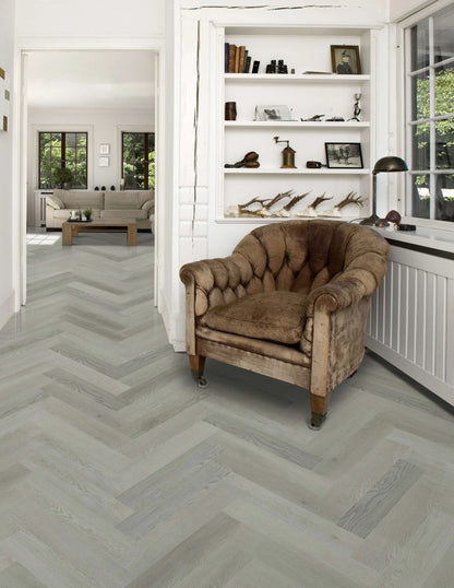 Topdeck Belle Vie Herringbone Hybrid Flooring 7mm Highland Beige Oak Setting